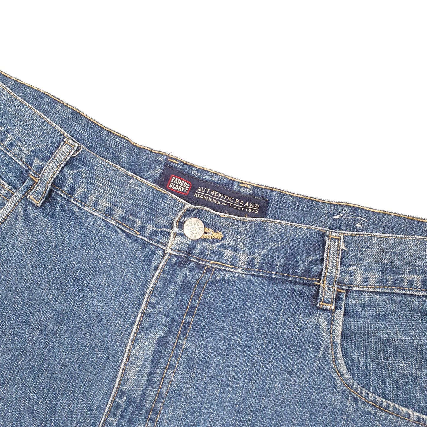 Mens Blue Faded Glory Cargo Carpenter Workwear Denim Shorts