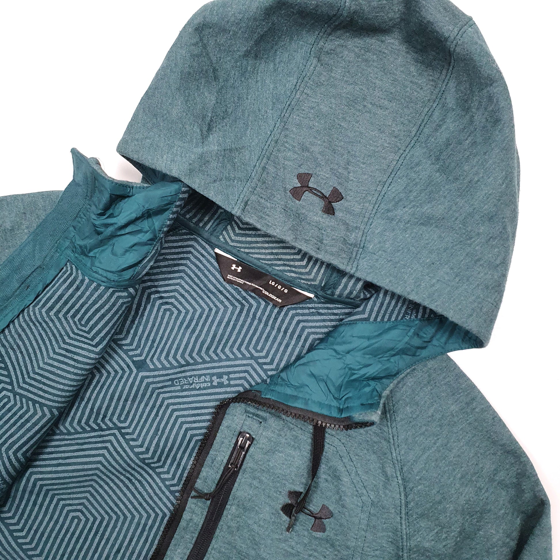 Under Armour Coldgear Infrared Hooded Full Zip Fleece L Blue