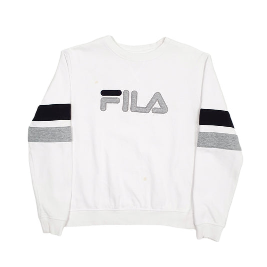 Mens White Fila Spellout Crewneck Jumper