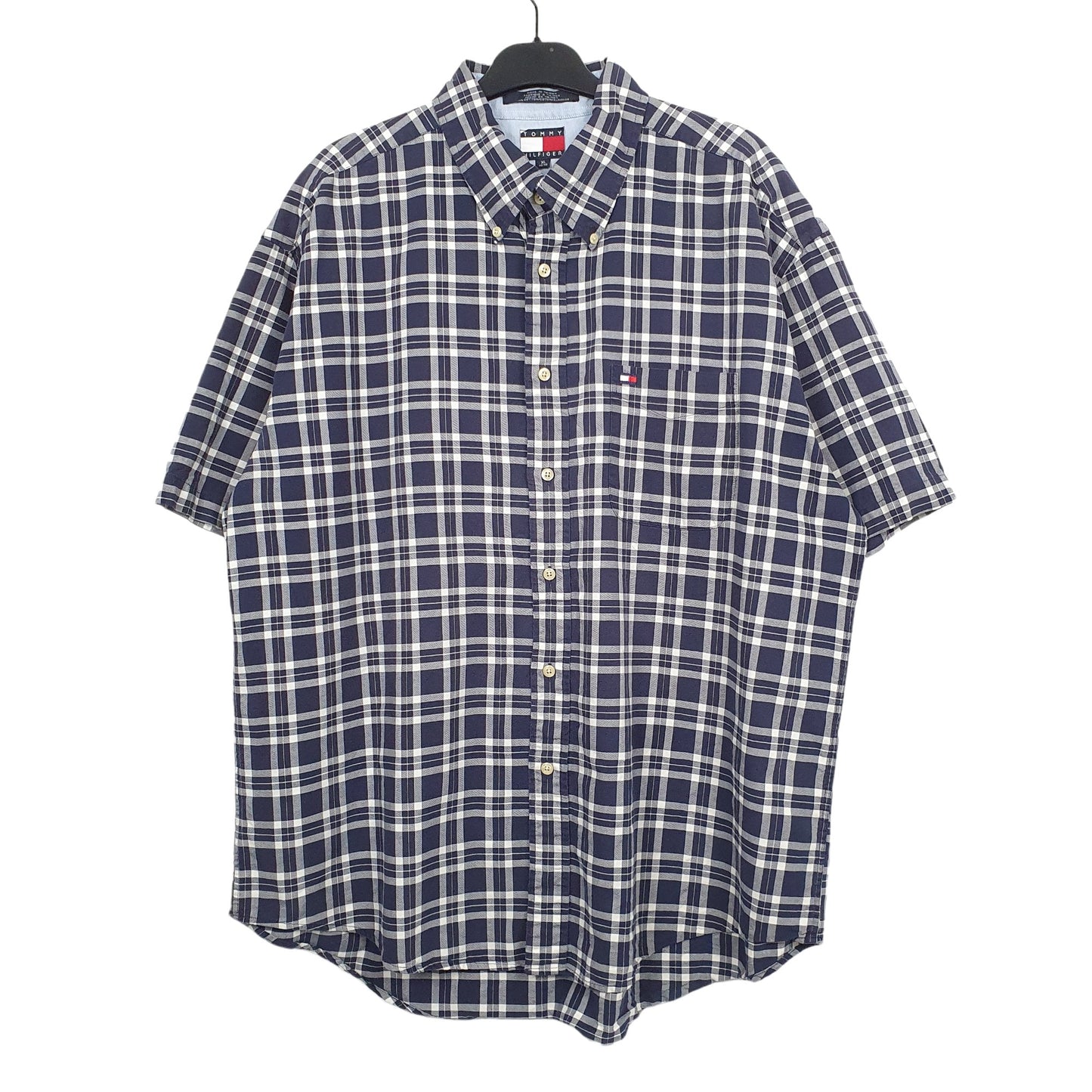 Tommy Hilfiger Short Sleeve Regular Fit Check Shirt Blue
