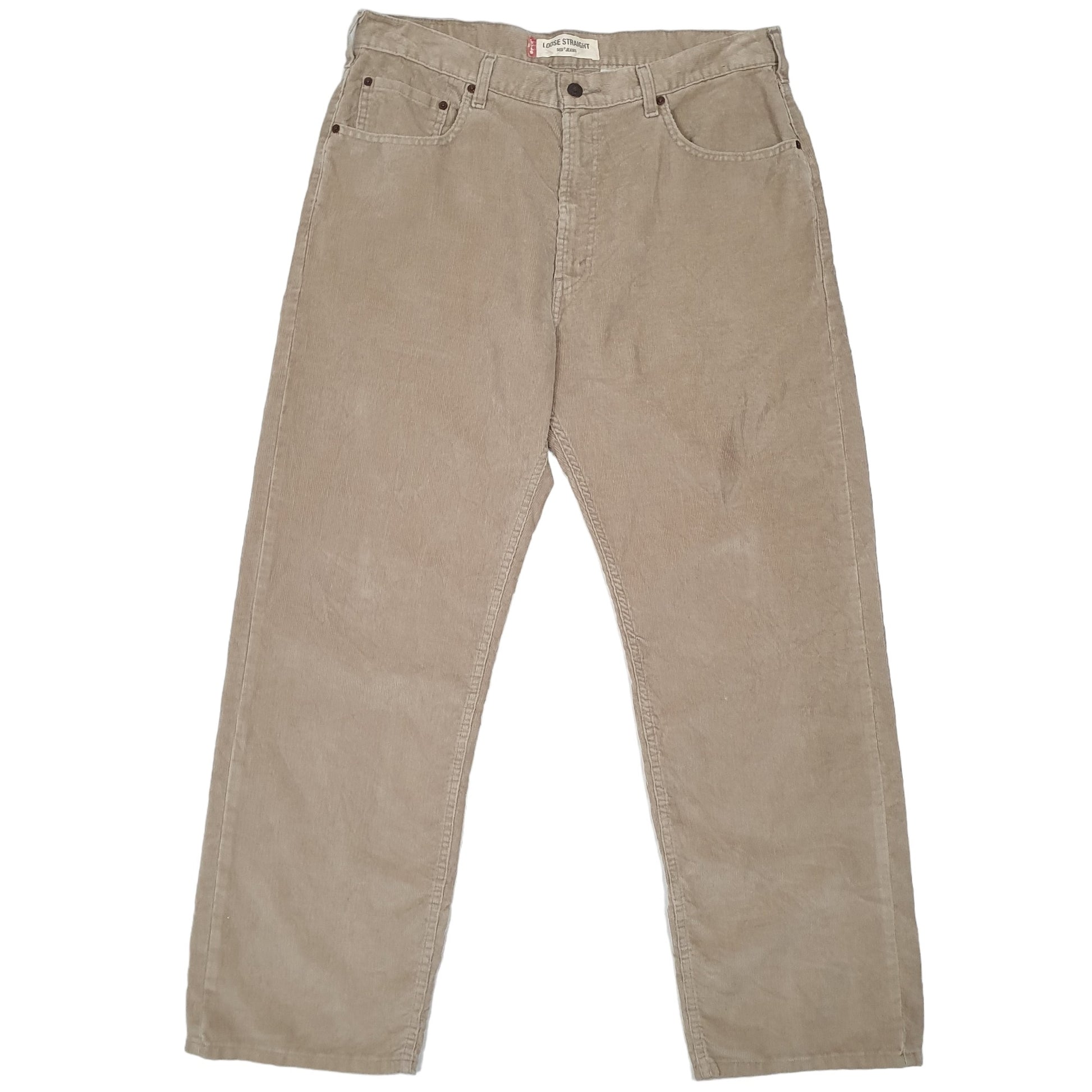 Mens Beige Levis 569 Straight Corduroy Trousers
