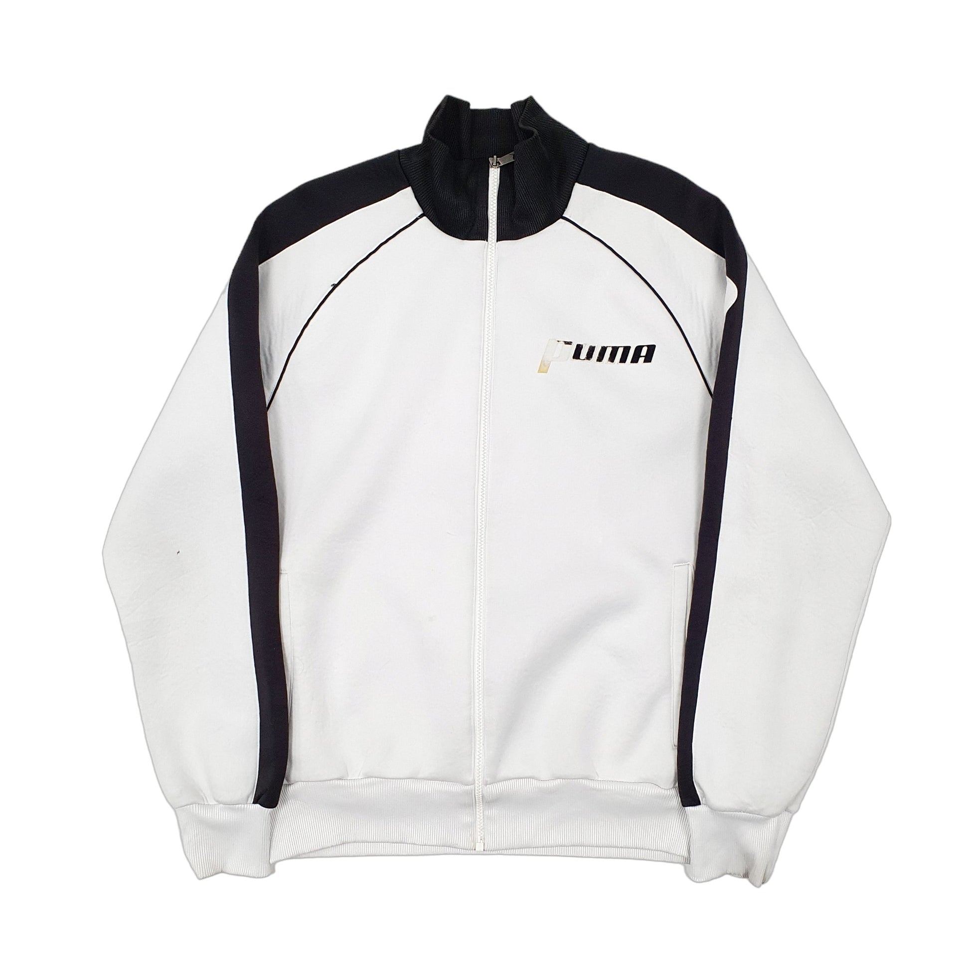 Mens White Puma Neoprene Full Zip Jumper