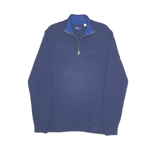 GANT Waffle Knit Quarter Zip M Navy
