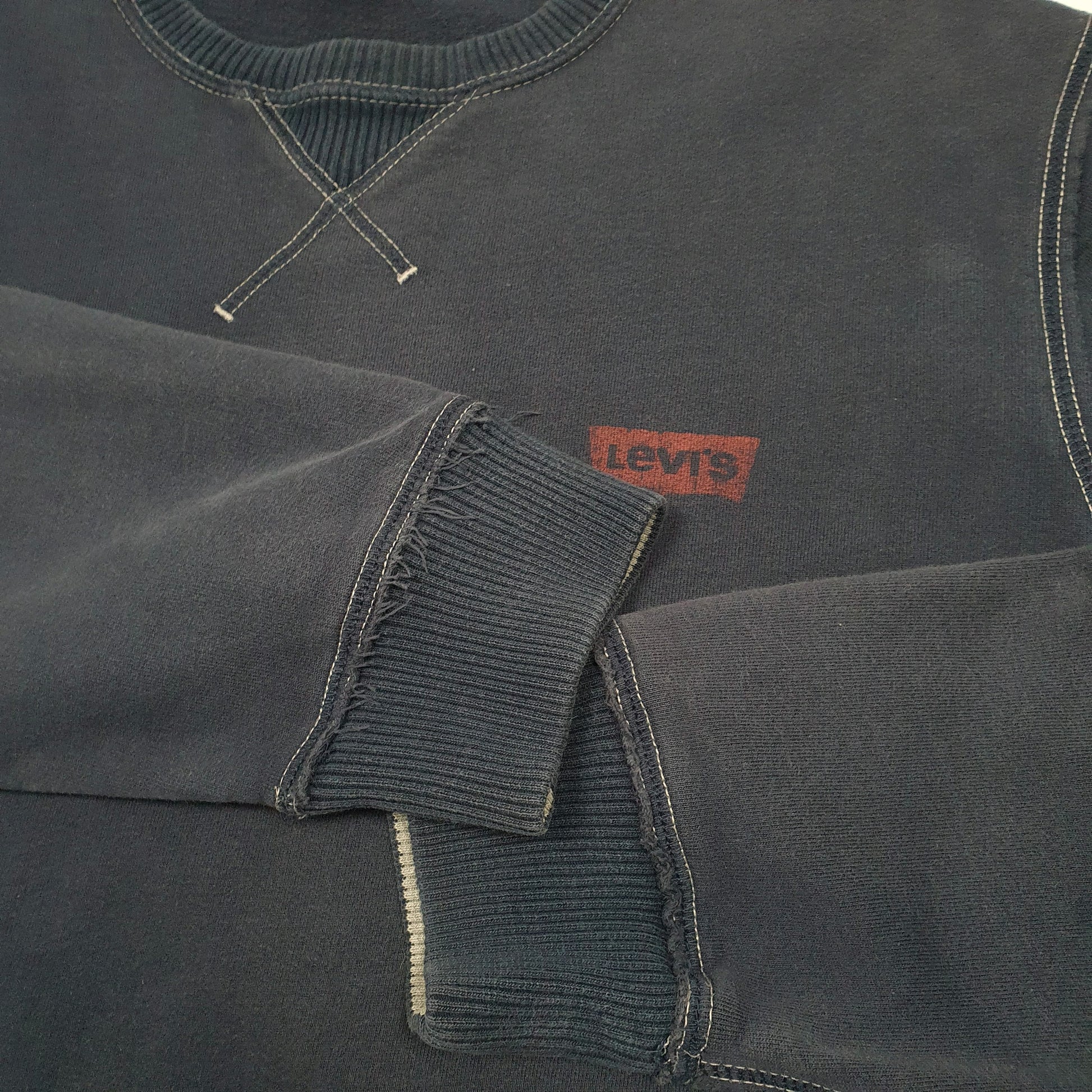 Mens Navy Levis Red Tab Crewneck Jumper