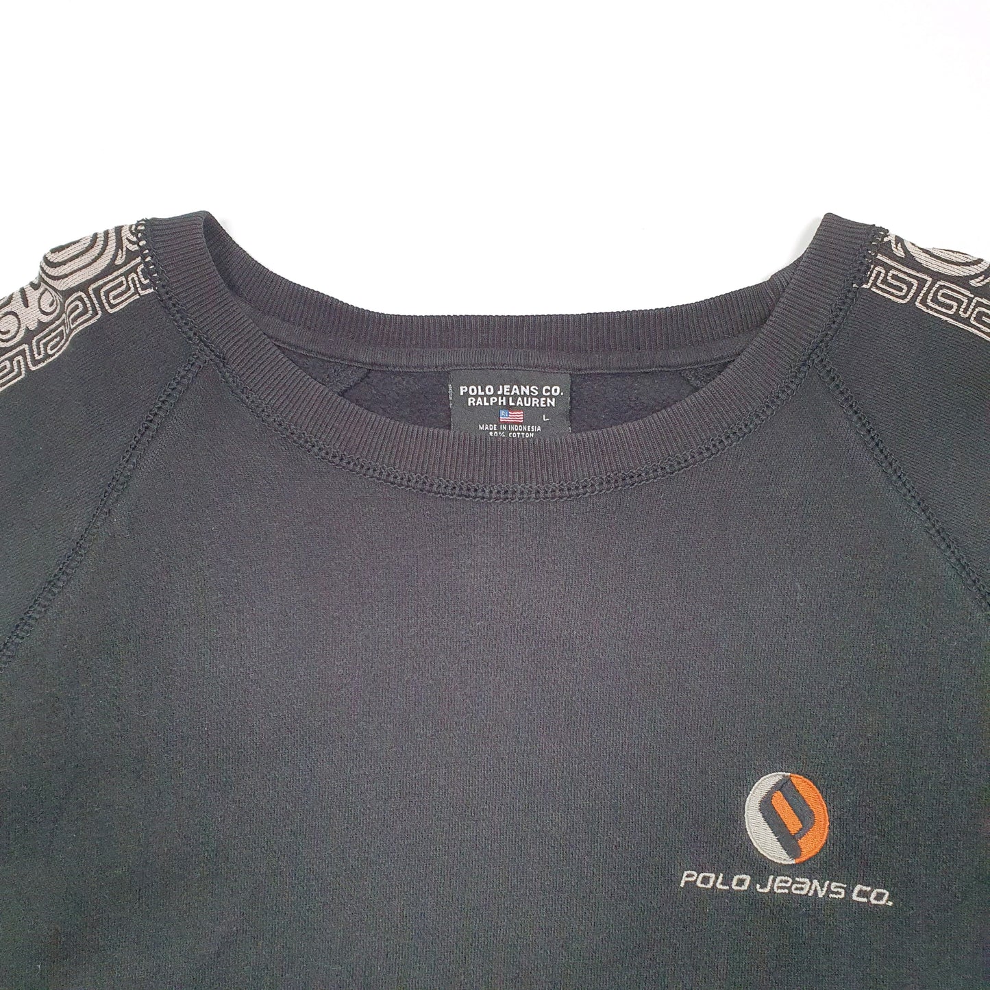 Mens Black Polo Ralph Lauren Jeans Co Tribal Crewneck Jumper