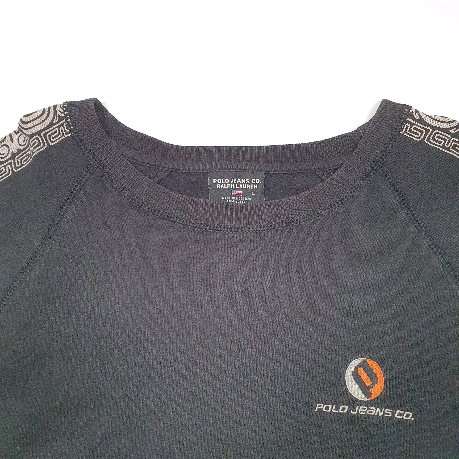 Mens Black Polo Ralph Lauren Jeans Co Tribal Crewneck Jumper