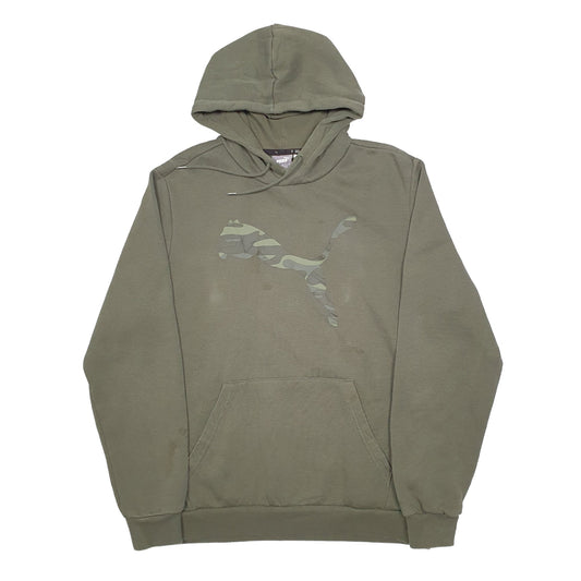 Mens Khaki Puma Spellout Hoodie Jumper
