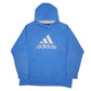 Mens Blue Adidas Spellout Hoodie Jumper