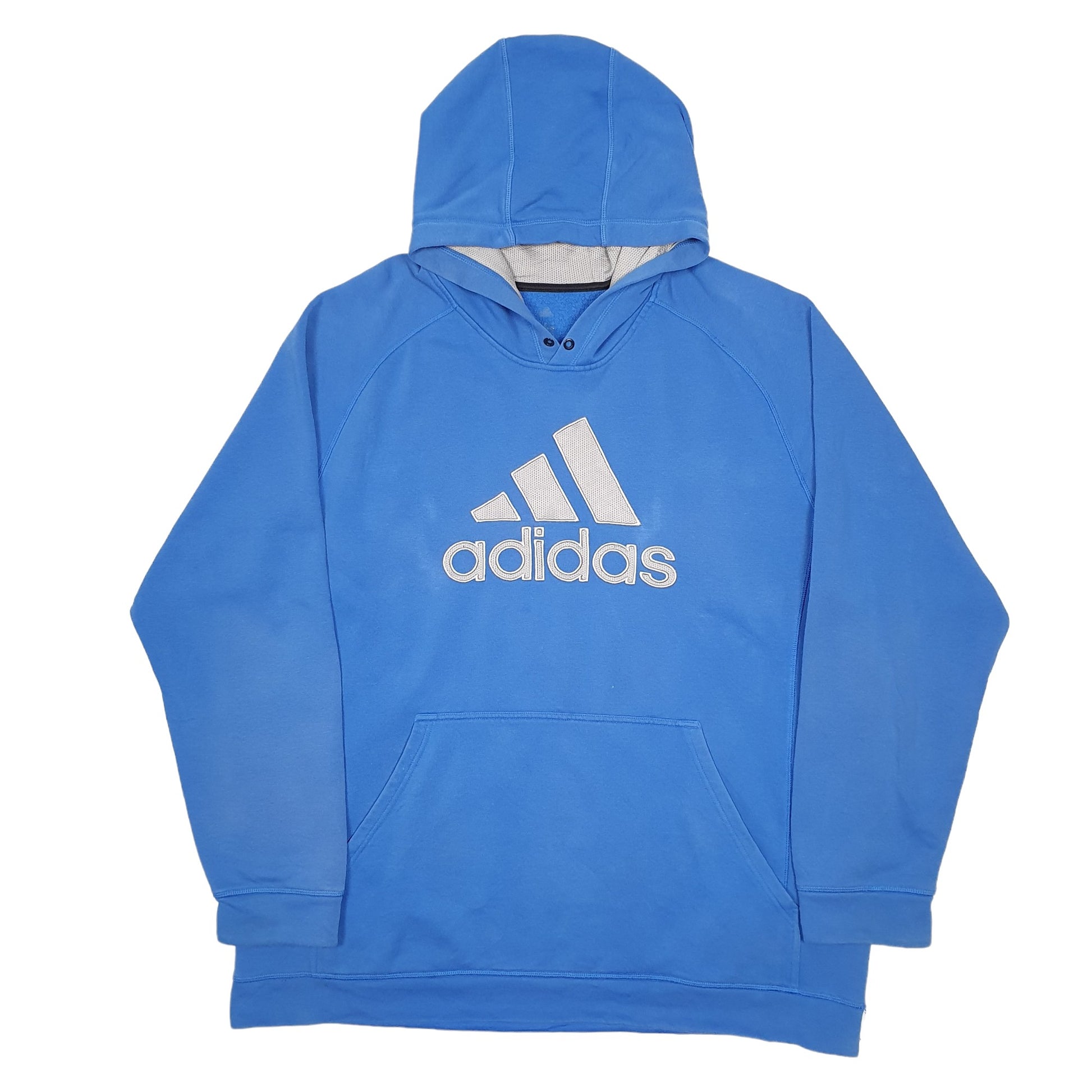 Mens Blue Adidas Spellout Hoodie Jumper