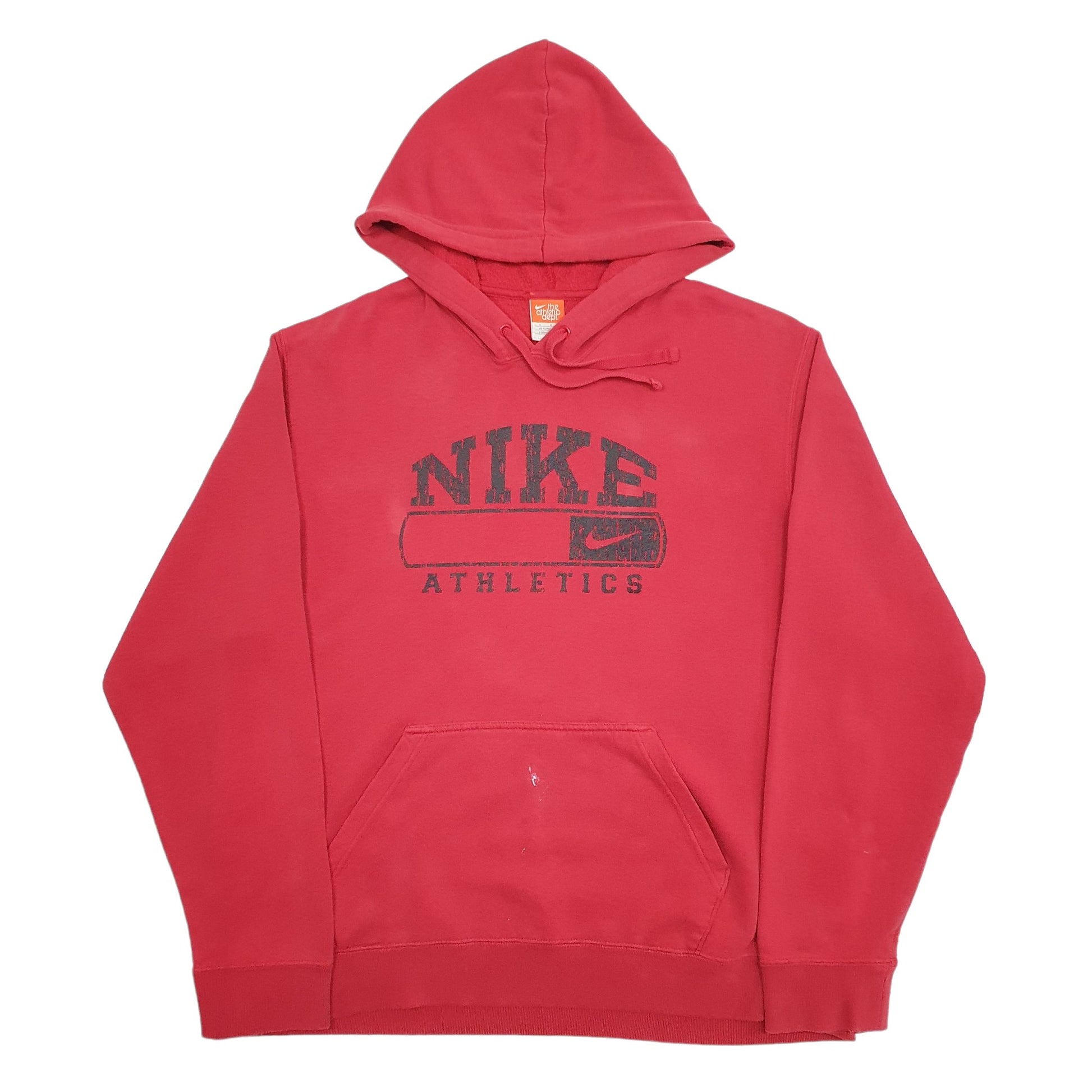 Mens Red Nike Spellout 2000s Hoodie Jumper
