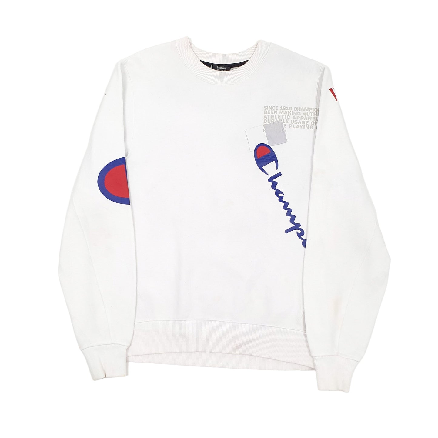 Mens White Champion  Crewneck Jumper