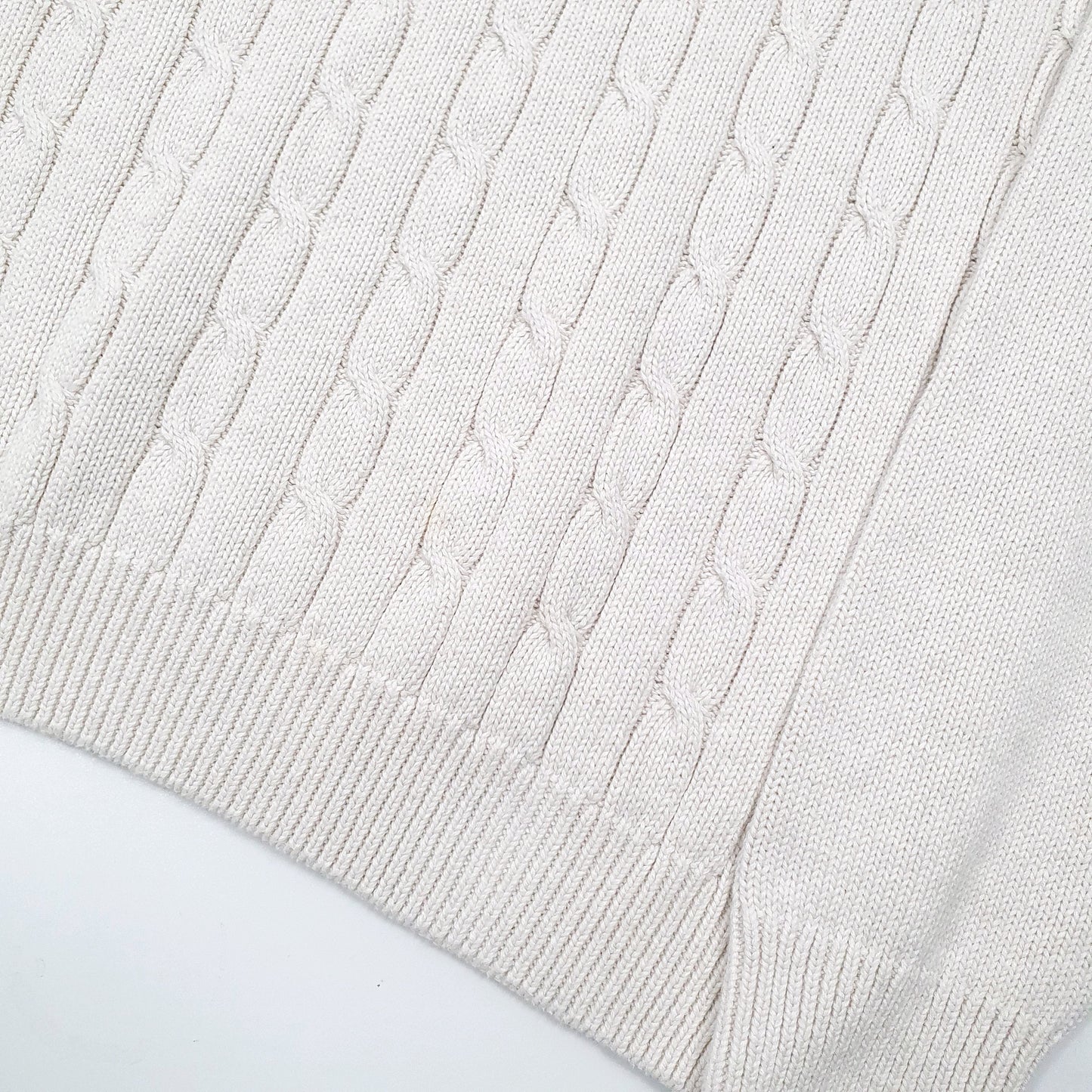 Ralph Lauren Chaps Cable Knit Quarter Zip S Cream