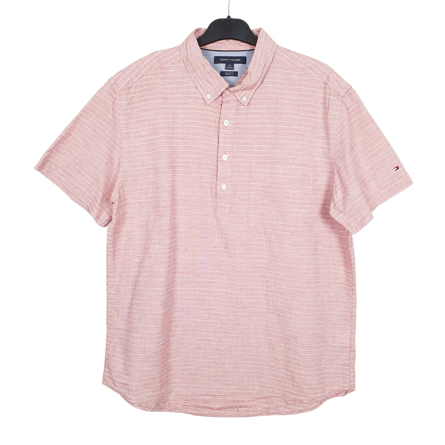 Tommy Hilfiger Short Sleeve Regular Fit Striped Shirt Peach