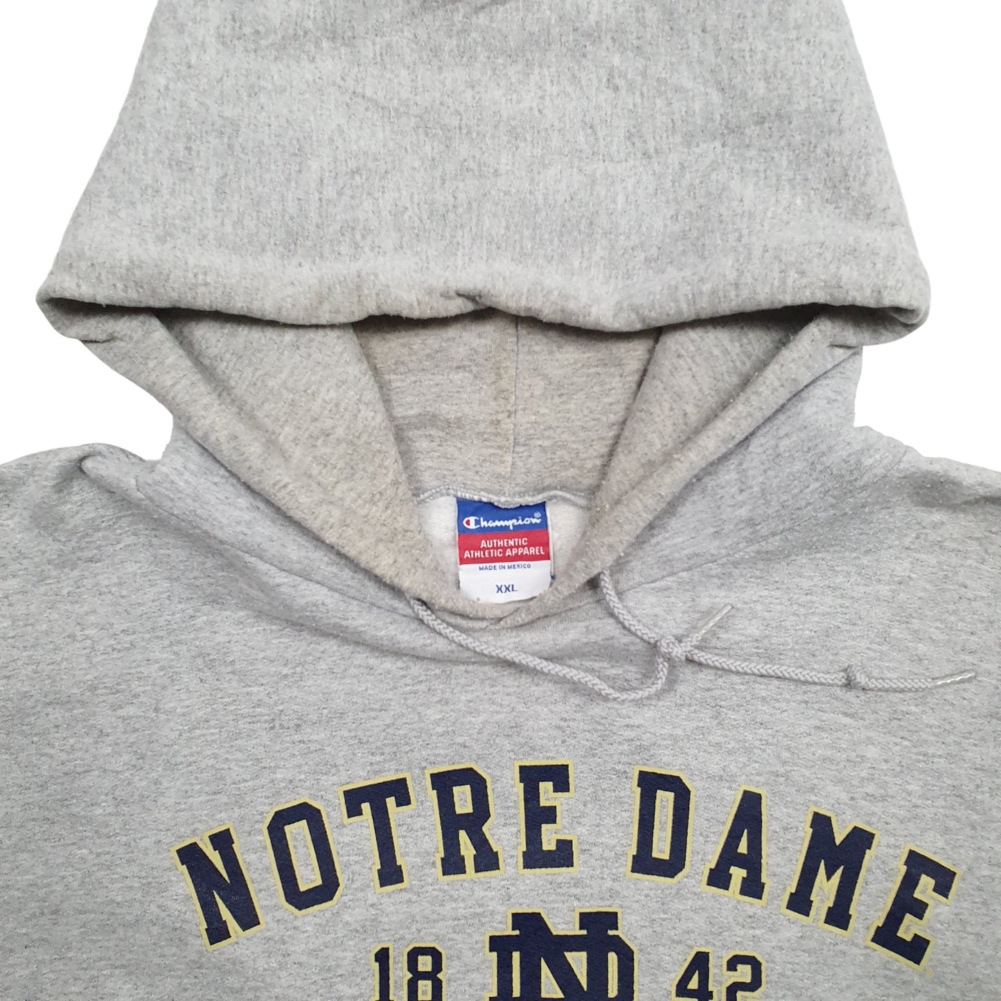 Mens Grey Champion USA College Notre Dame Hoodie Jumper