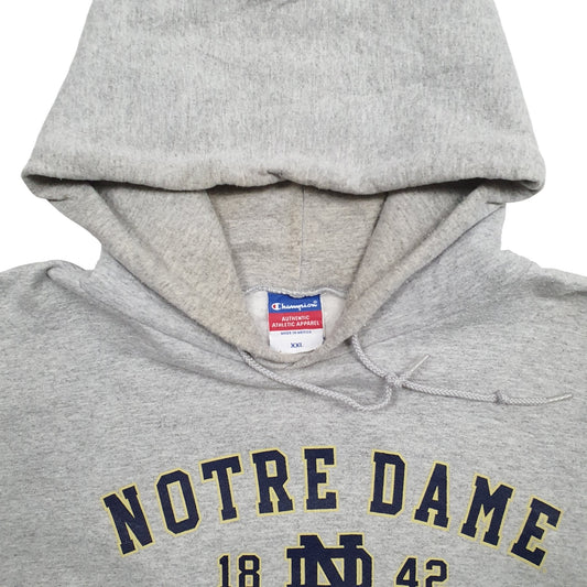 Mens Grey Champion USA College Notre Dame Hoodie Jumper