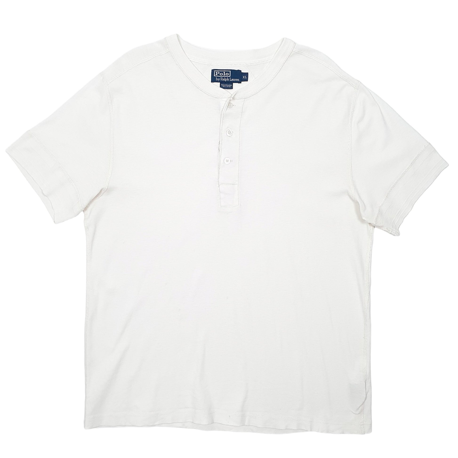 Mens White Polo Ralph Lauren Henley Short Sleeve T Shirt