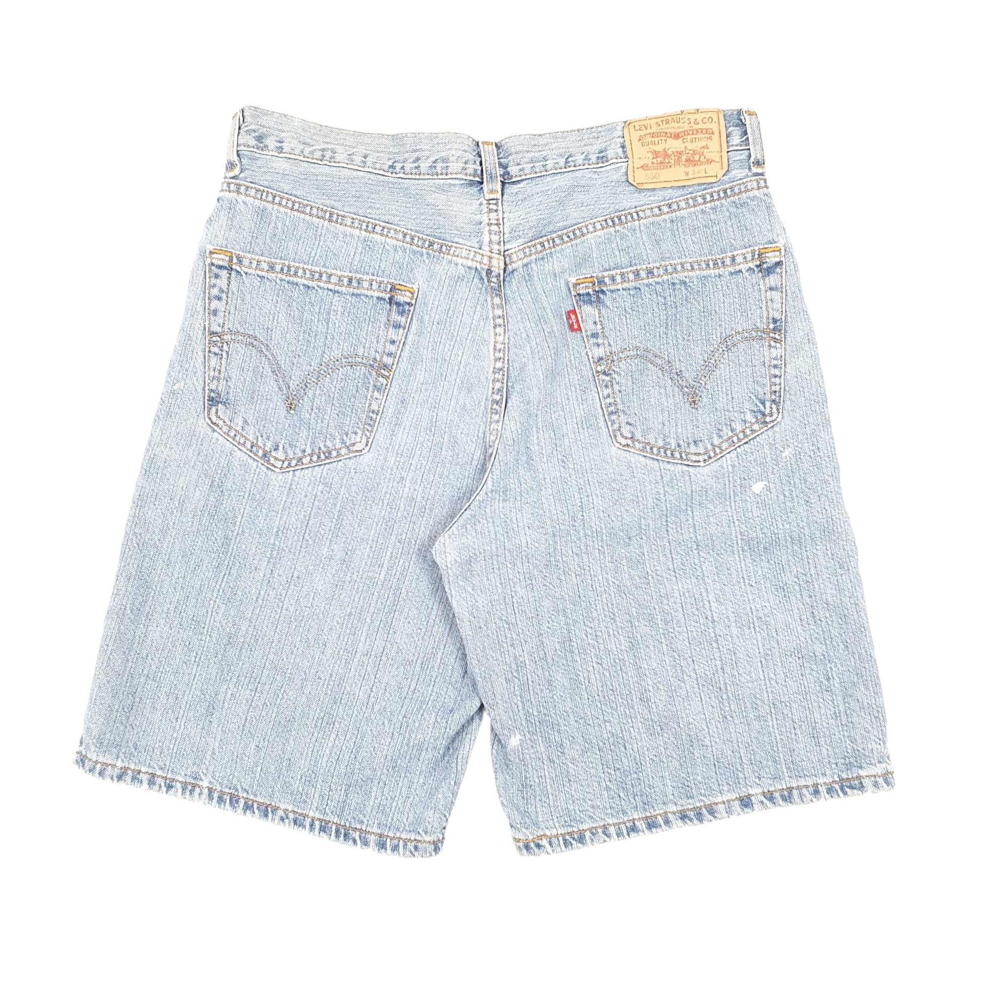 Levis 550 Relaxed Fit Blue Denim Jeans Shorts W34 Blue