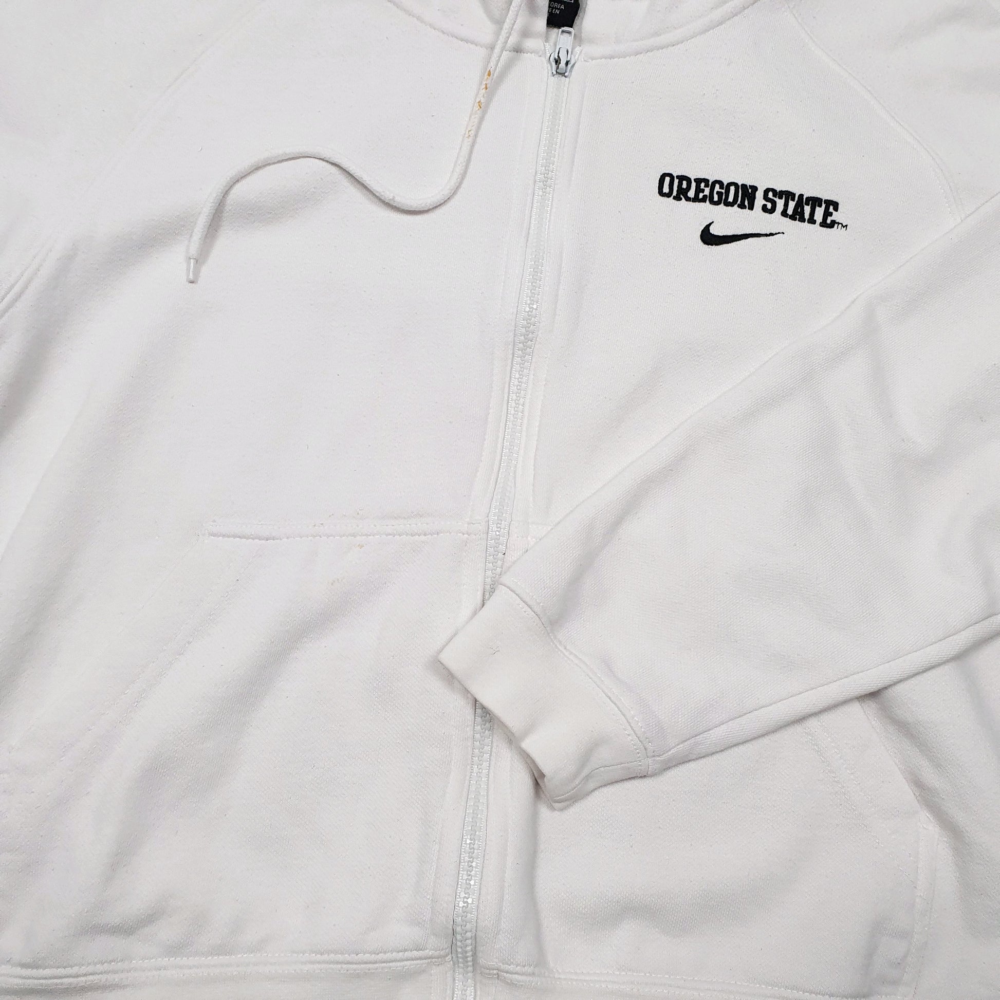 Womens White Nike Vintage Oregon State Track Running Hoodie Team Full Zip Jumper