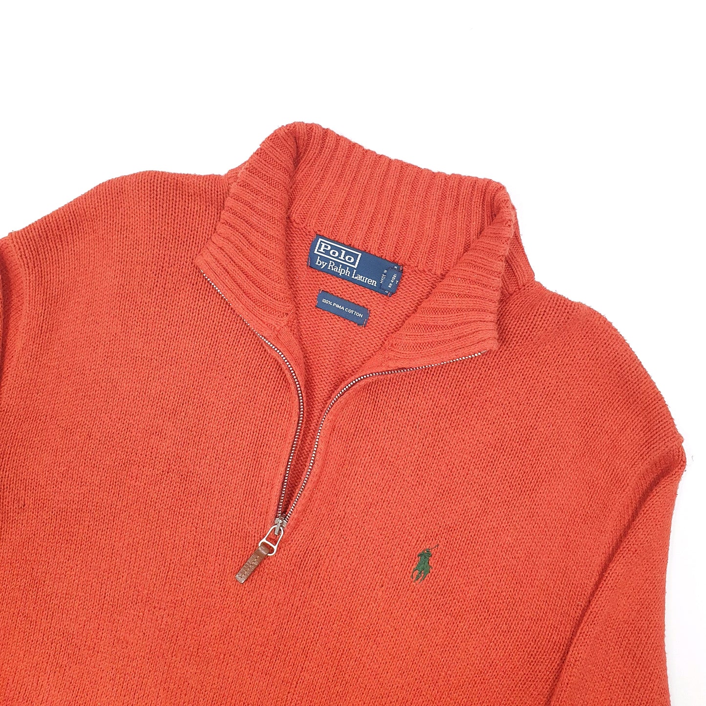 Polo Ralph Lauren Knit Quarter Zip L Orange