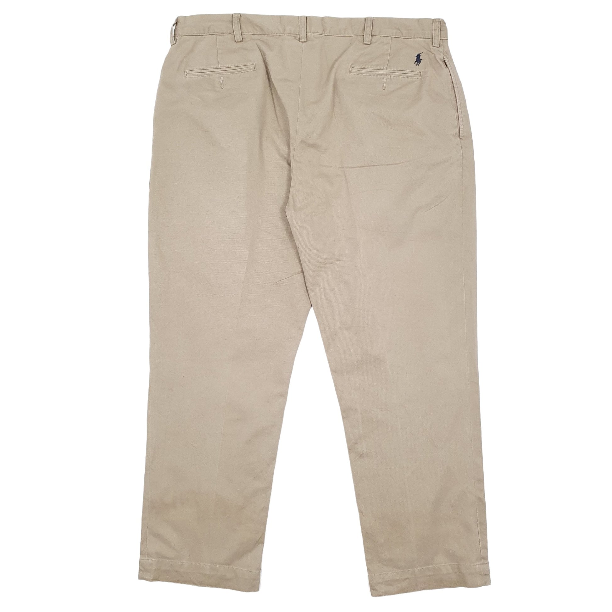 Mens Polo Ralph Lauren Pleated Beige Chino Trousers W40 L30 Beige