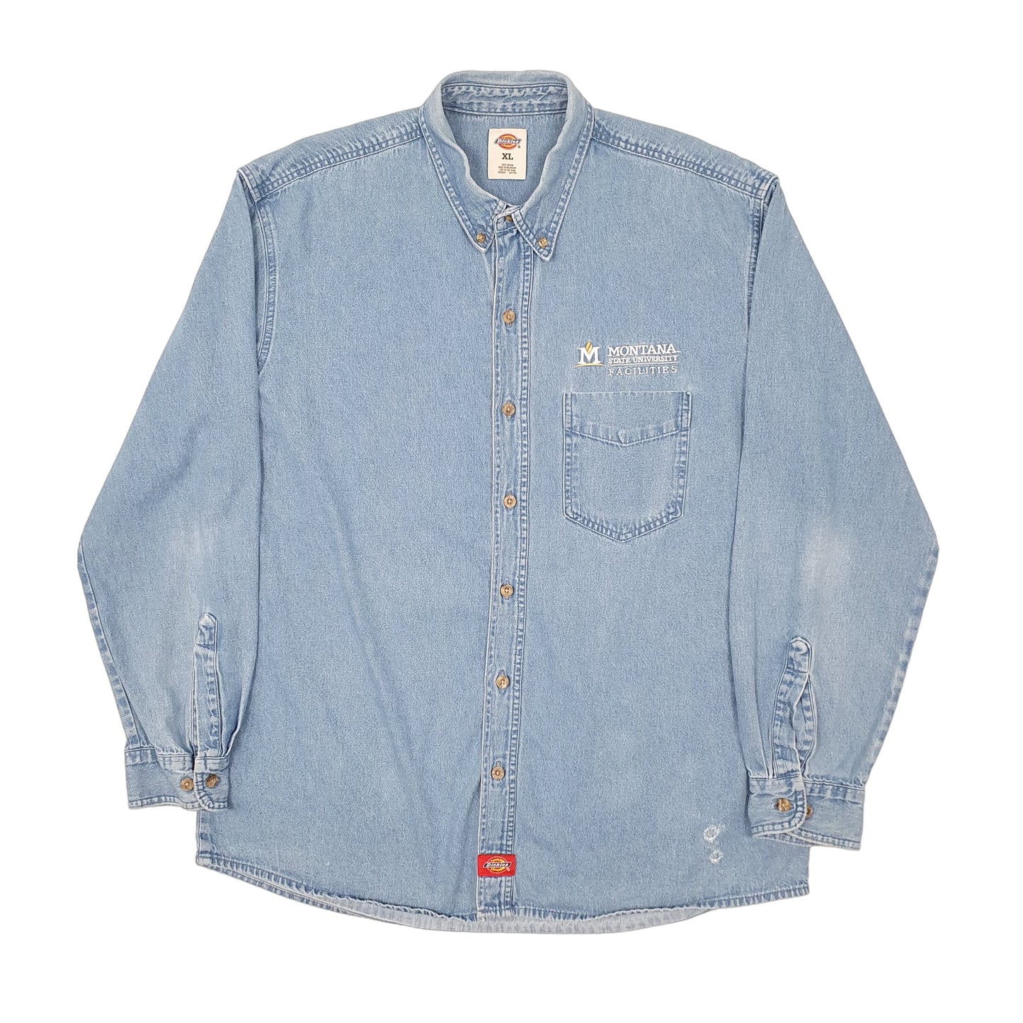 Mens Blue Dickies Denim Workwear Shacket Long Sleeve Shirt