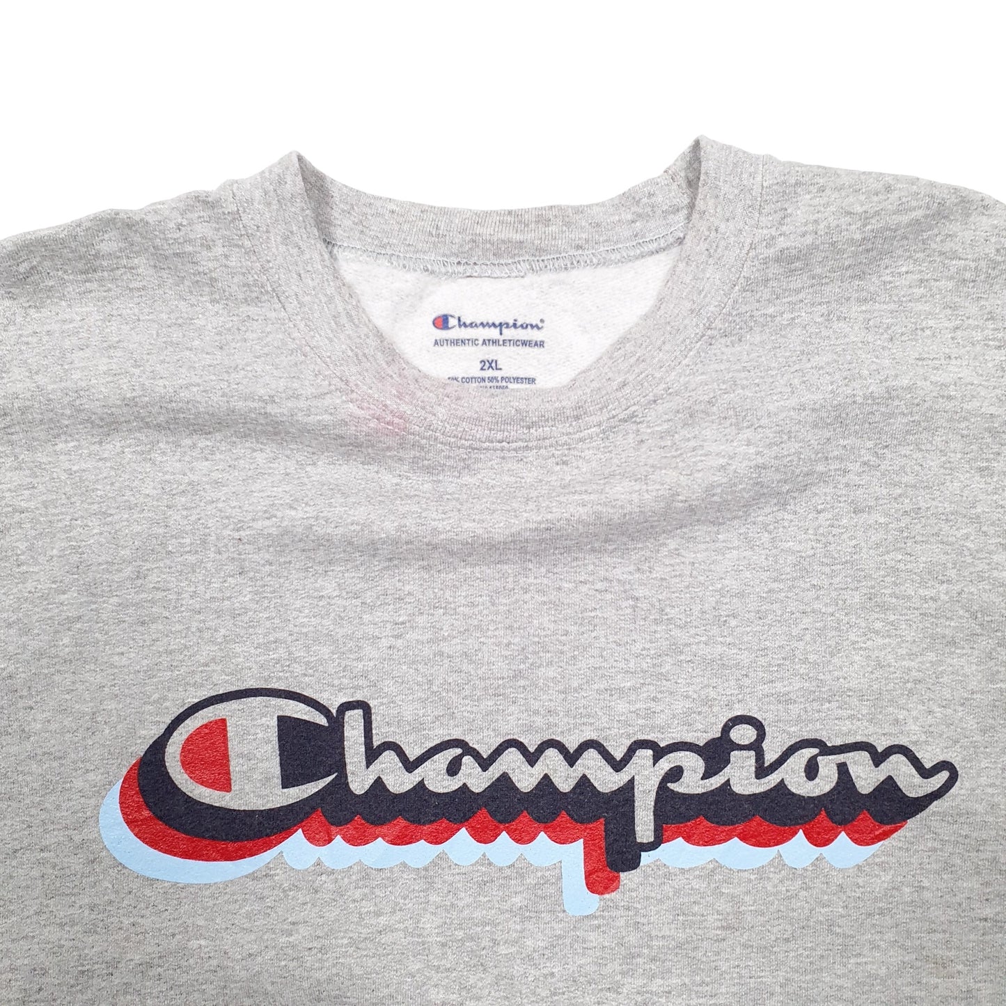 Mens Grey Champion Spellout Crewneck Jumper