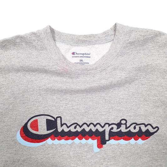 Mens Grey Champion Spellout Crewneck Jumper
