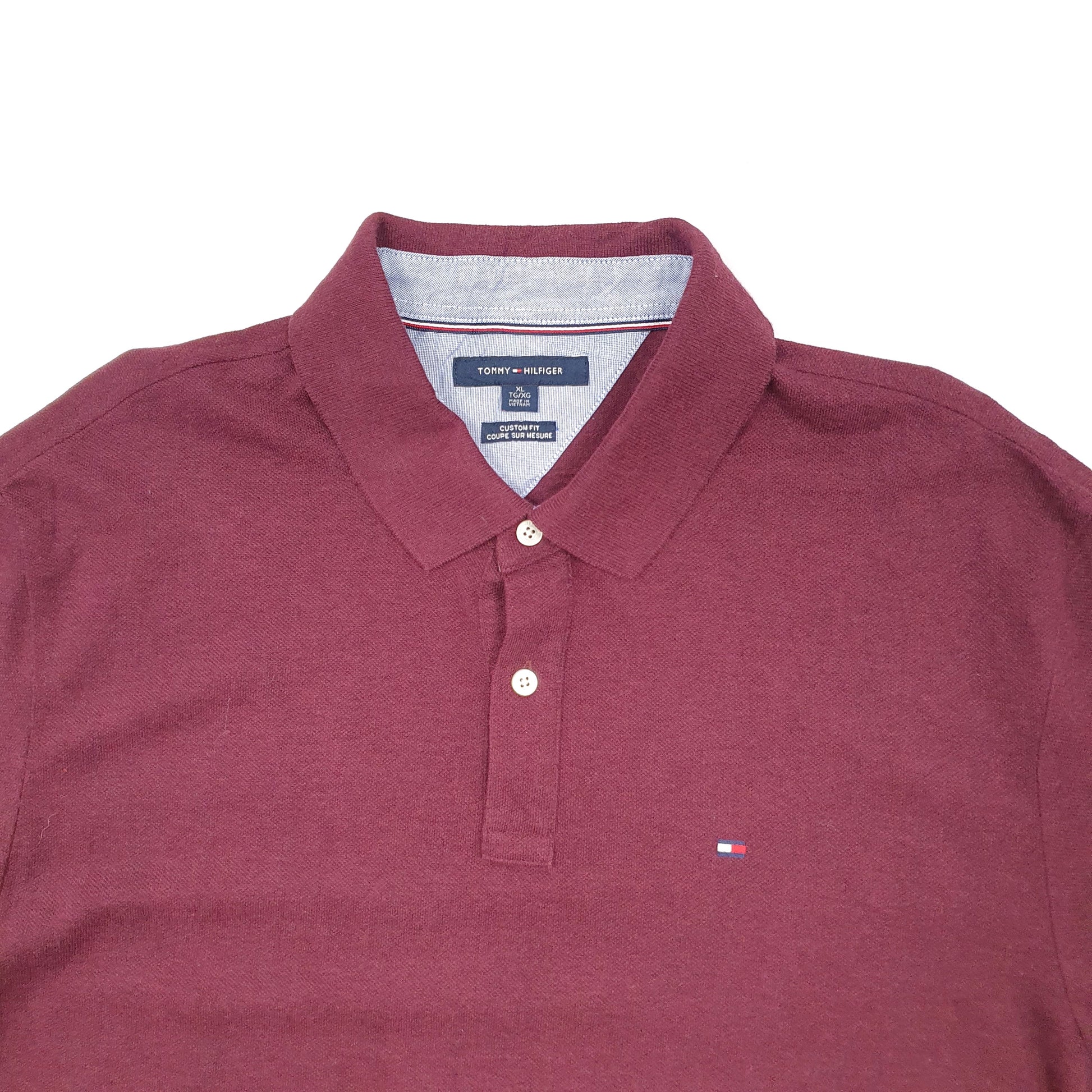 Mens Burgundy Tommy Hilfiger Custom Fit Short Sleeve Polo Shirt