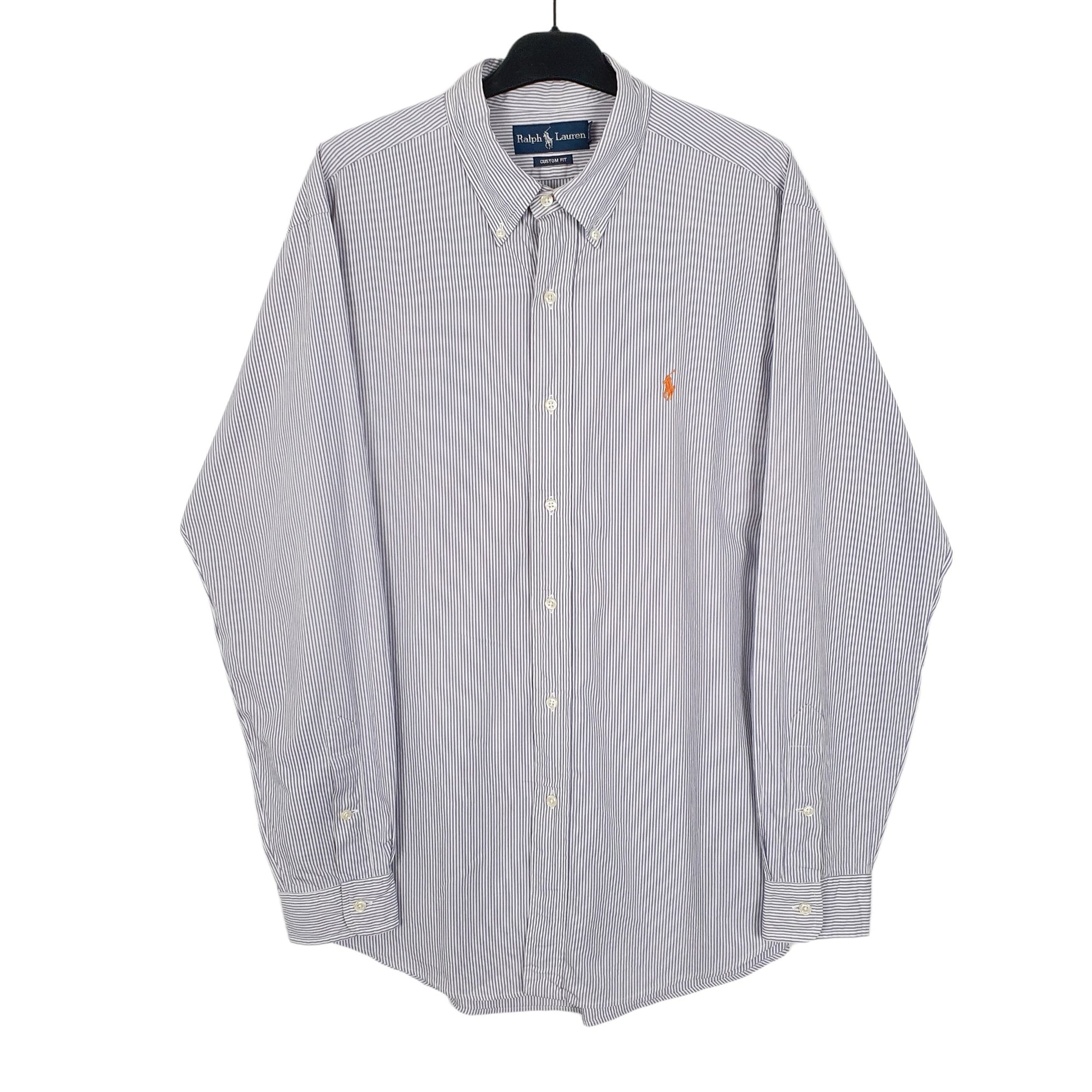Ralph Lauren Long Sleeve Custom Fit Striped Shirt Blue