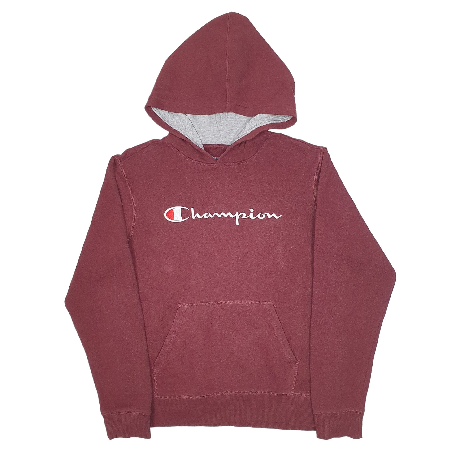 Mens Burgundy Champion Spellout Hoodie Jumper