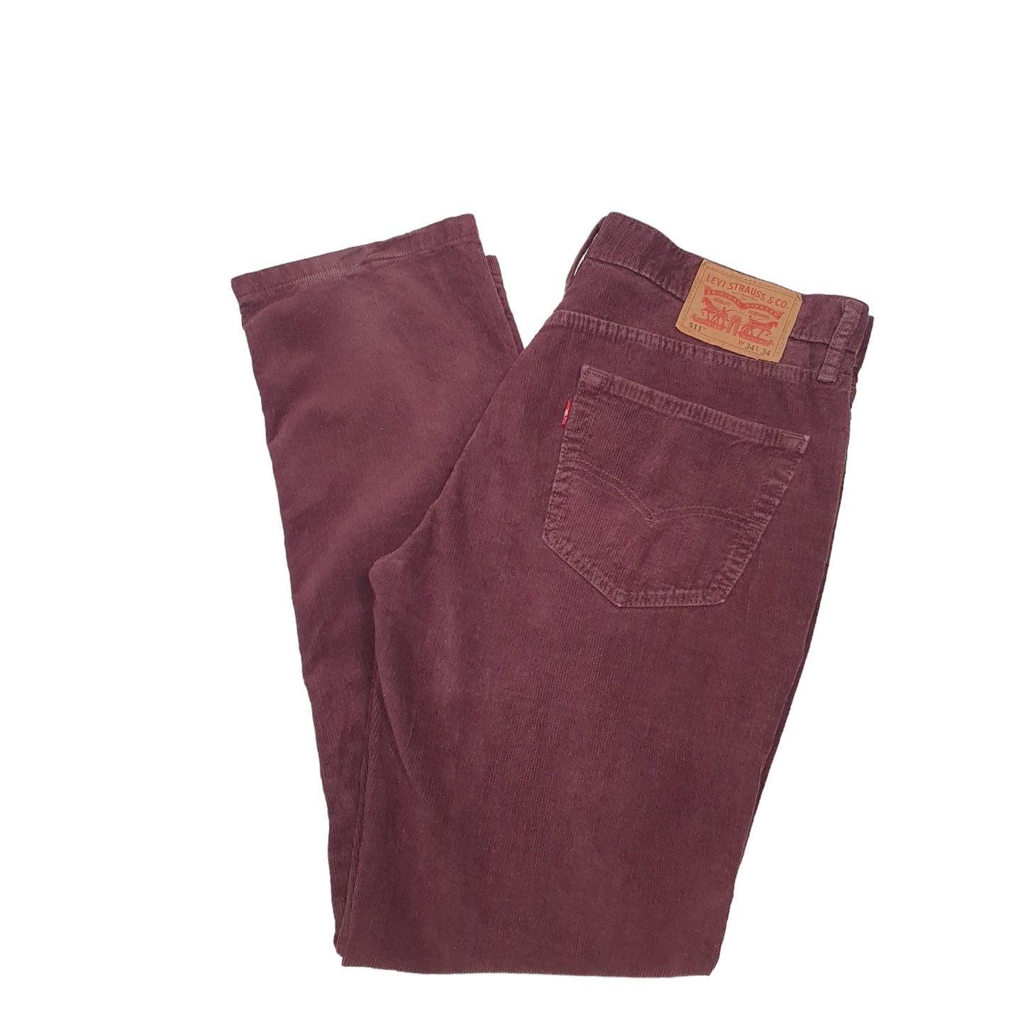 Mens Burgundy Levis 511 Corduroy Trousers