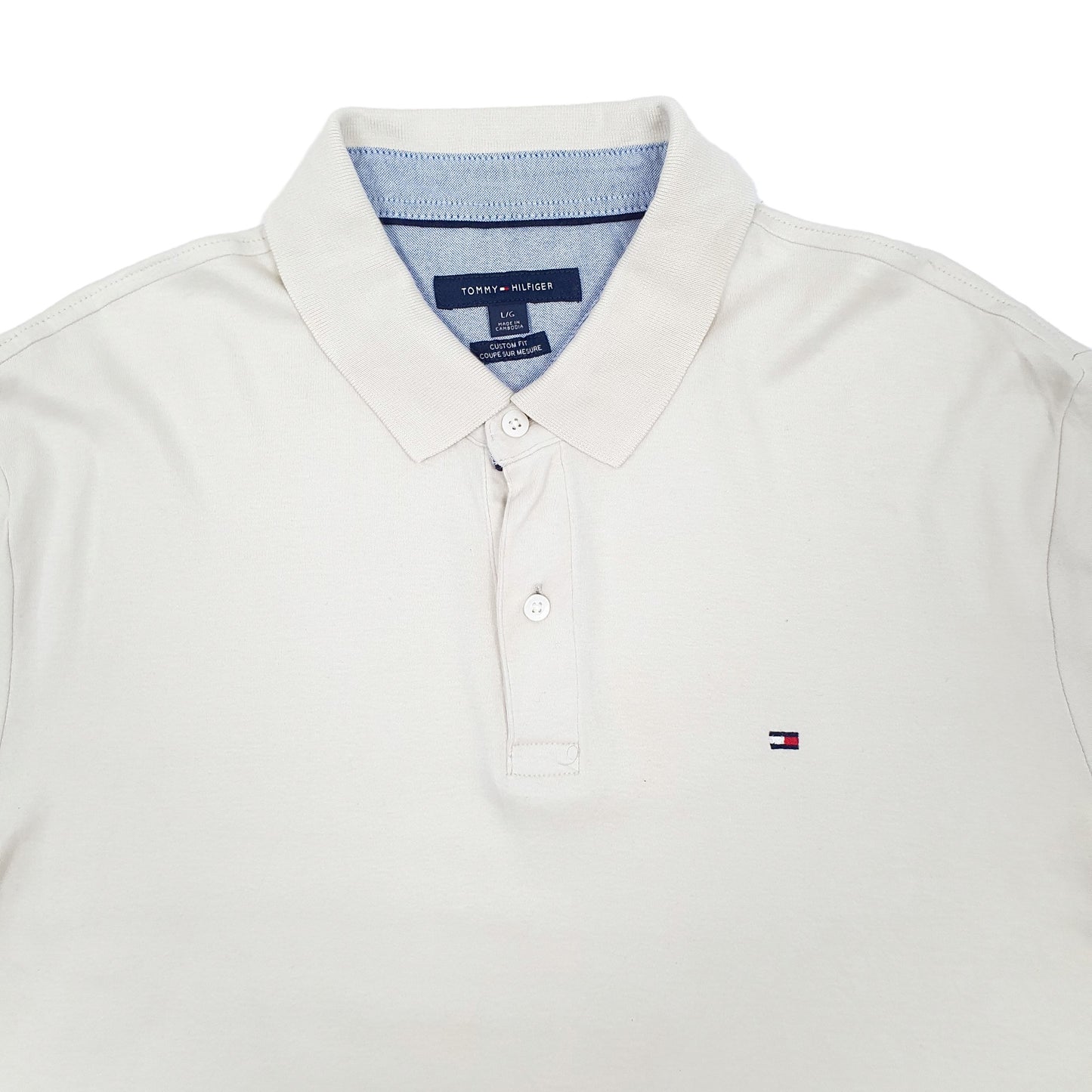 Mens Beige Tommy Hilfiger Custom Fit Stretch Short Sleeve Polo Shirt