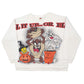 Mens White Looney Tunes Tasmanian Devil Vintage 1990s Made in USA Halloween Crewneck Jumper