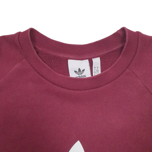 Mens Burgundy Adidas Spellout Crewneck Jumper