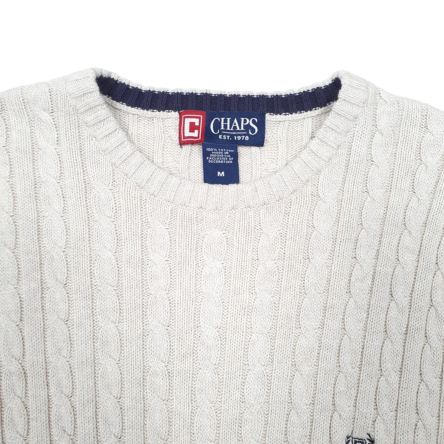 Mens Cream Ralph Lauren Chaps Cable Knit Crewneck Jumper