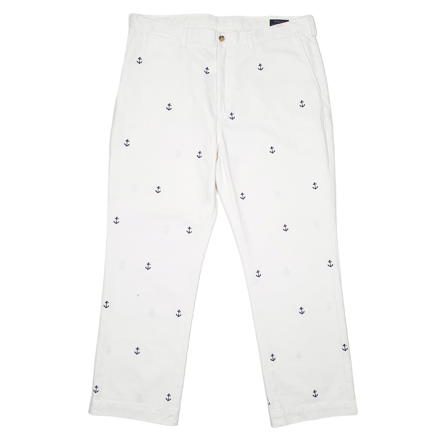 Mens White Polo Ralph Lauren Anchor Nautical Chino Trousers