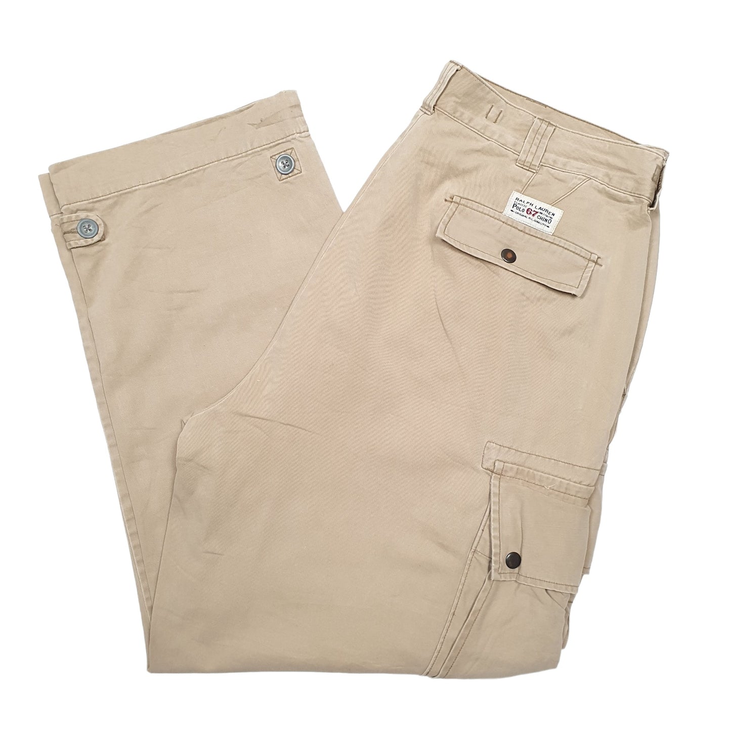 Mens Beige Polo Ralph Lauren Cargo Baggy Combat Cargo Trousers