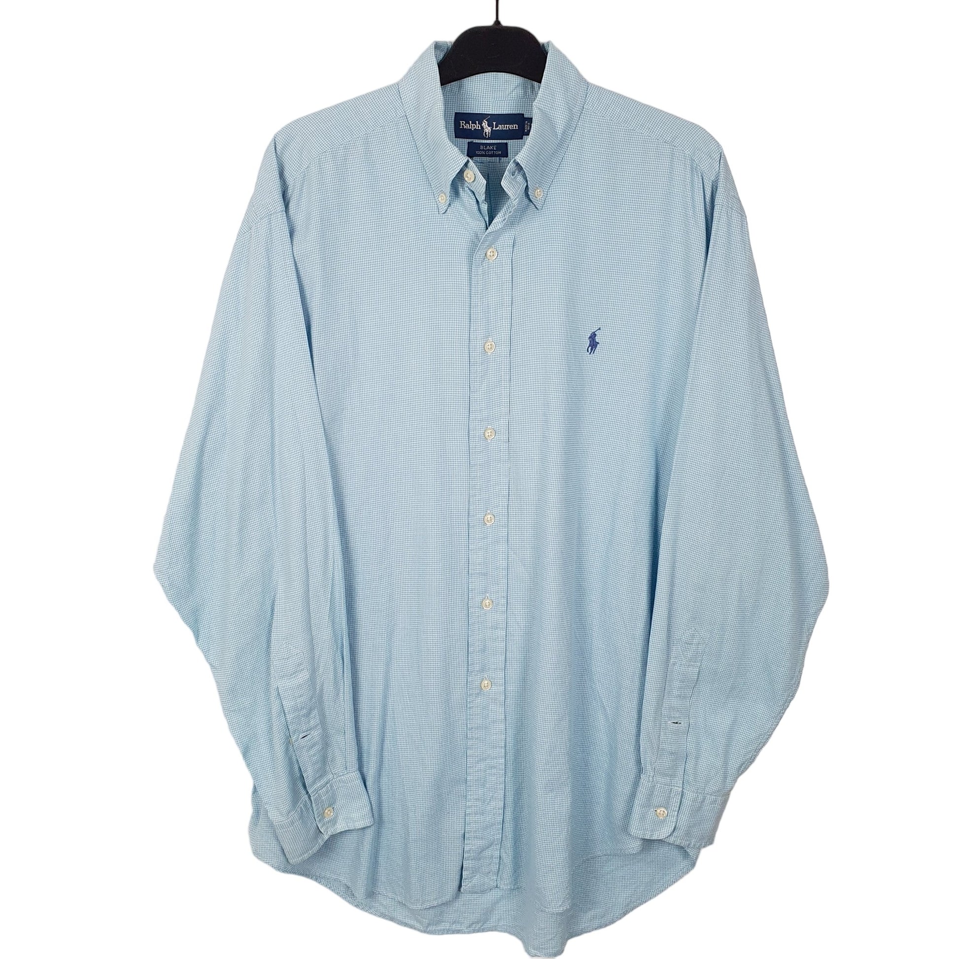 Mens Blue Ralph Lauren Houndstooth Long Sleeve Shirt