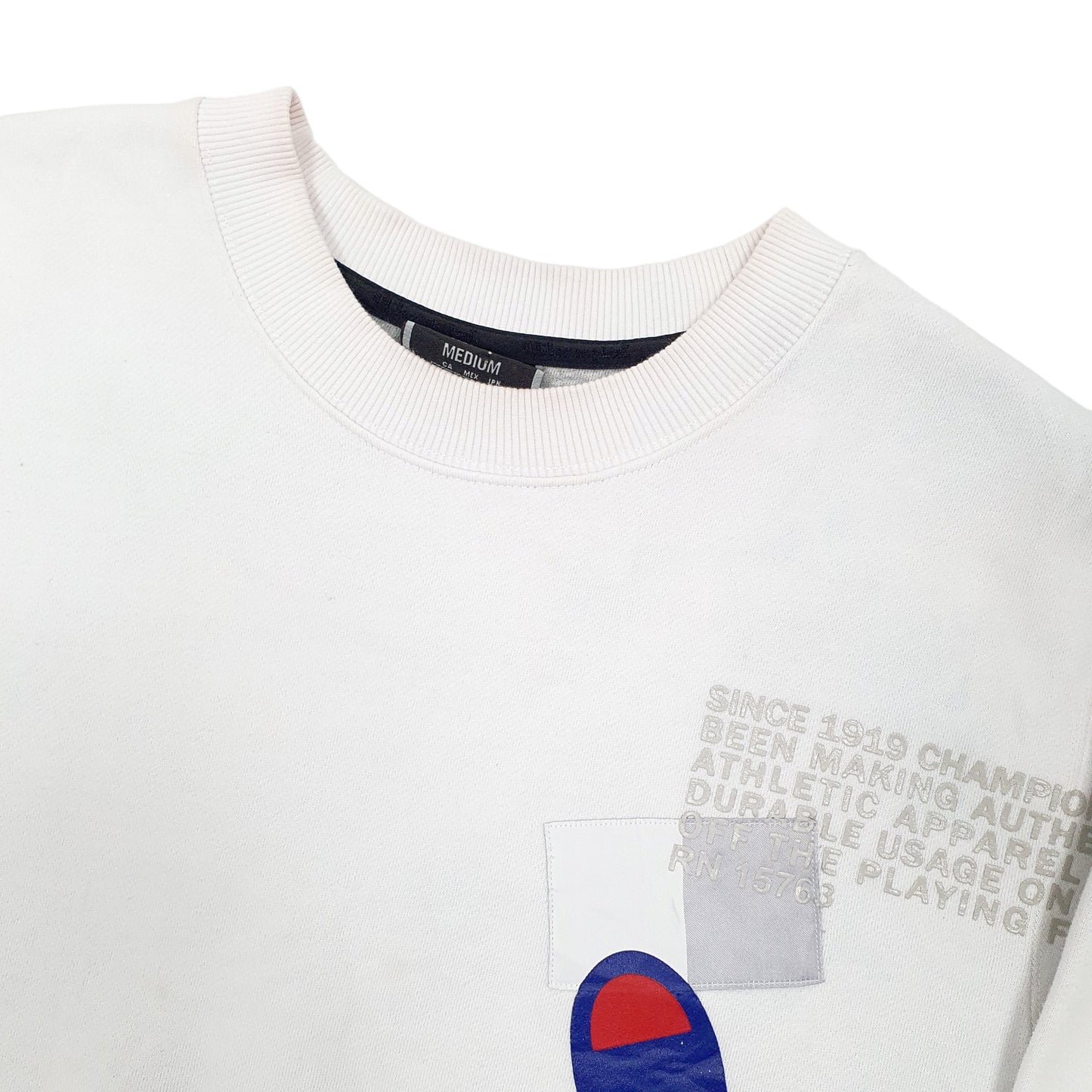 Mens White Champion  Crewneck Jumper