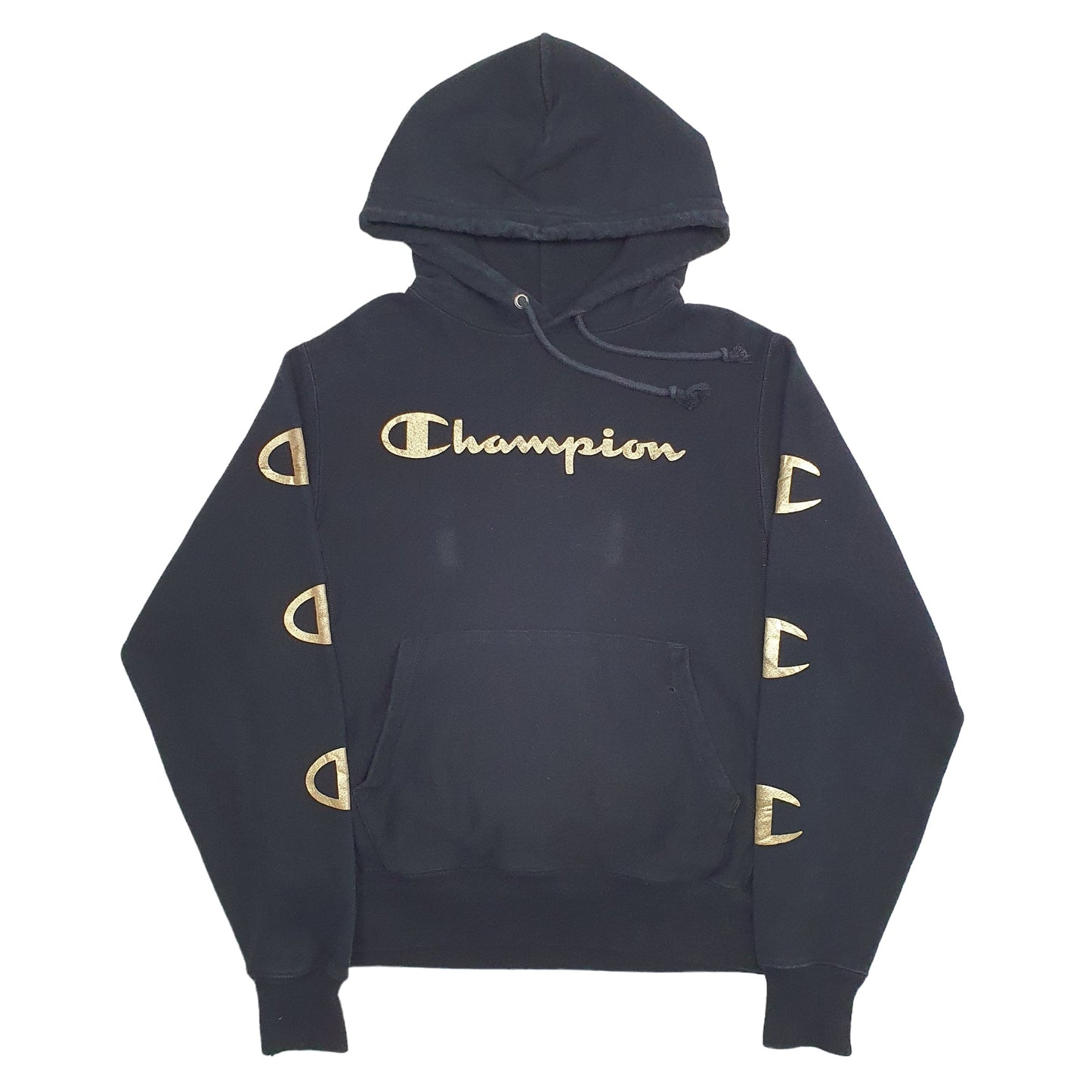 Mens Black Champion Reverse Weave Hoodie Jumper