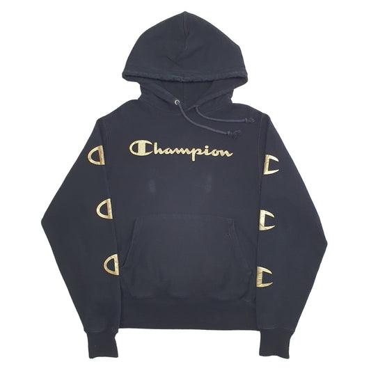 Mens Black Champion Reverse Weave Hoodie Jumper