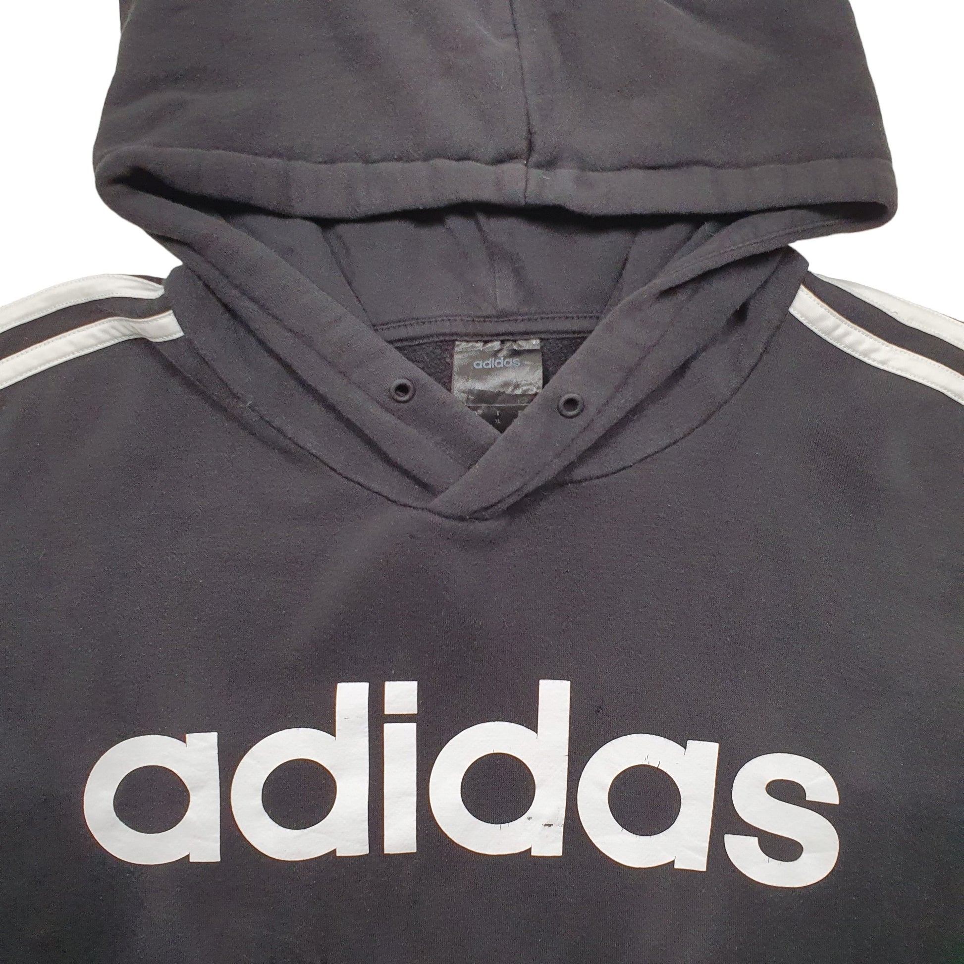 Mens Black Adidas Spellout Hoodie Jumper