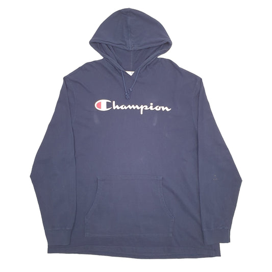 Mens Navy Champion Spellout Hoodie Jumper