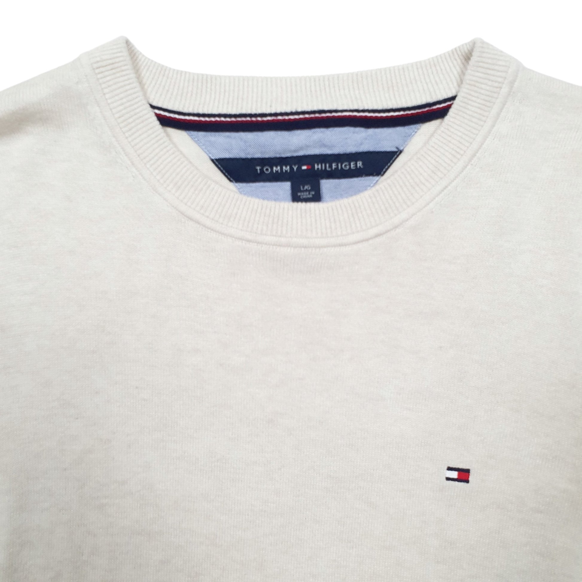 Mens Beige Tommy Hilfiger  Crewneck Jumper