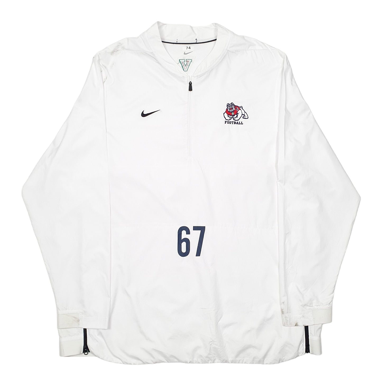 Mens White Nike Fresno State Bulldogs American Football Active Quarter Zip Jumper