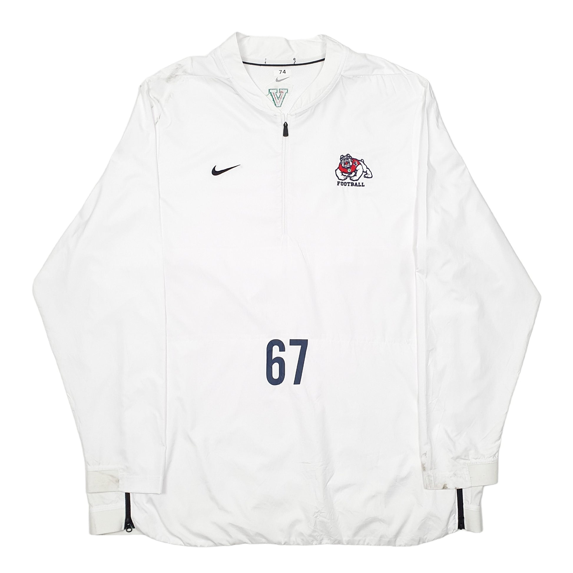 Mens White Nike Fresno State Bulldogs American Football Active Quarter Zip Jumper