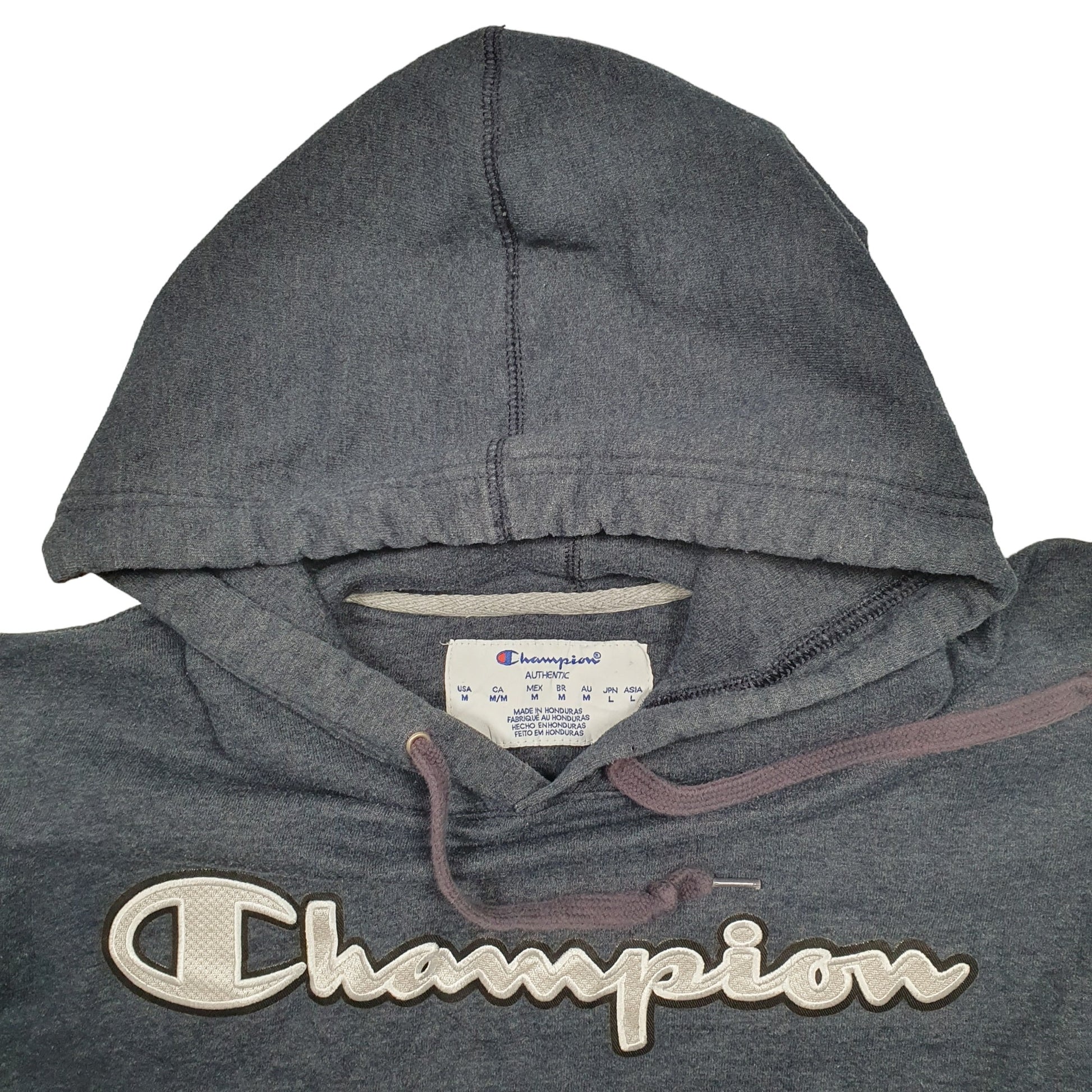Mens Grey Champion Spellout Hoodie Jumper