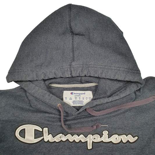 Mens Grey Champion Spellout Hoodie Jumper