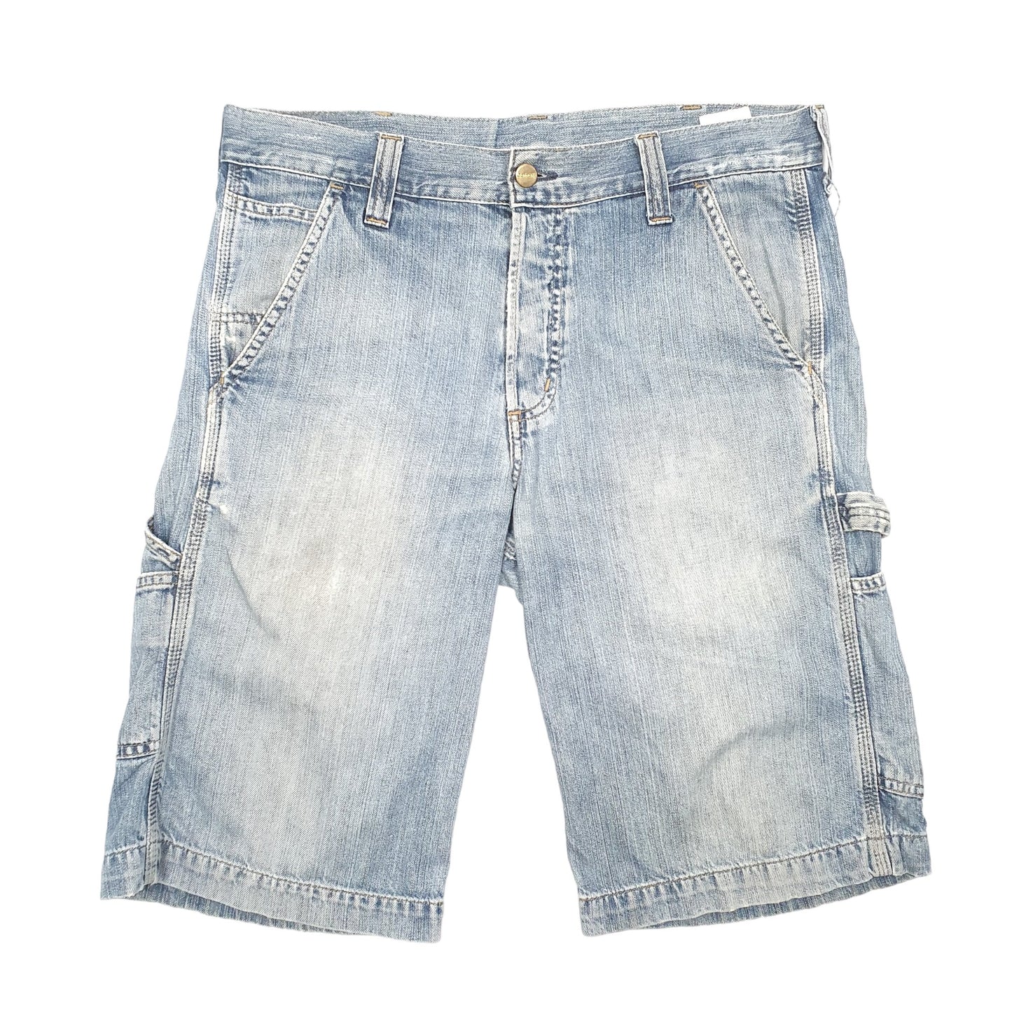 Mens Blue Carhartt Carpenter Bermuda Dungaree Denim Shorts
