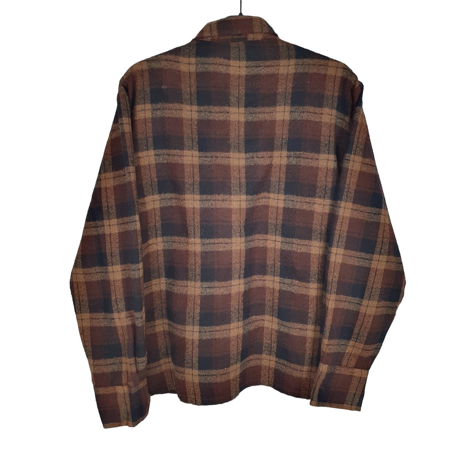 Woolo The West Long Sleeve Regular Fit Check Flannel Shirt Shacket Brown
